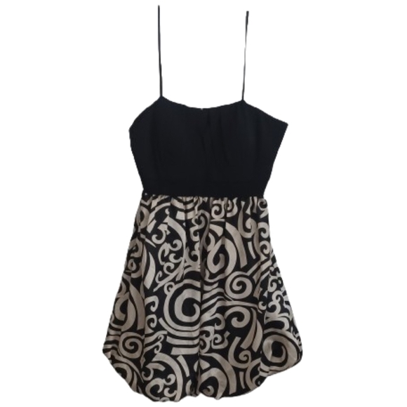 Gold and Black Elegant Strapless Bubble Hem Cocktail Mini Dress - Picture 2 of 5